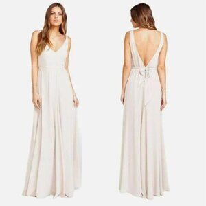 Show Me Your MuMu Jenn Plunge Vneck Maxi Dress Beige